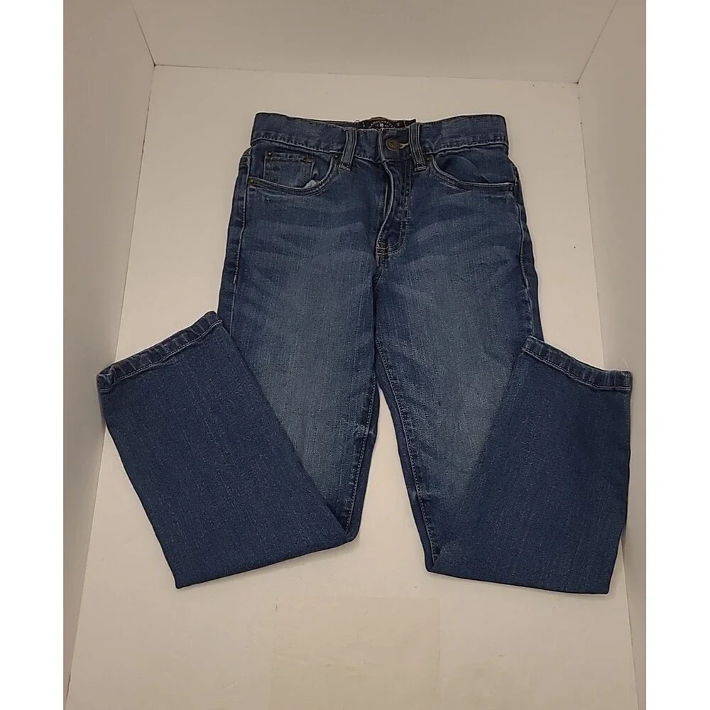 Lucky Brand Girls Straight Blue Jeans Size 8 Denim Medium Wash Adjustable Waist